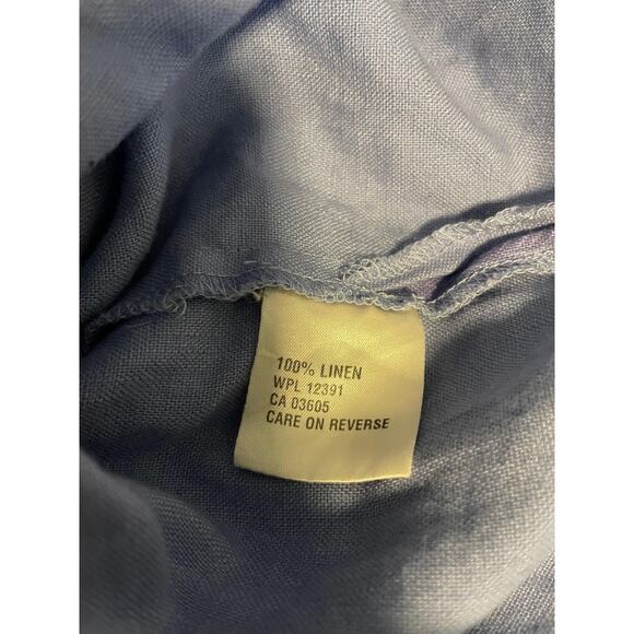 Portraits by Northern Isles Top Womens 12 Blue Linen Floral Dragonfly Print Y2K - Picture 4 of 8